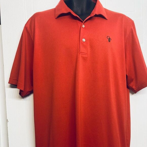 Peter Millar Men's Golf Polo Short Sleeve Collared‎ Shirt Size Large Red CP Logo - Picture 1 of 7